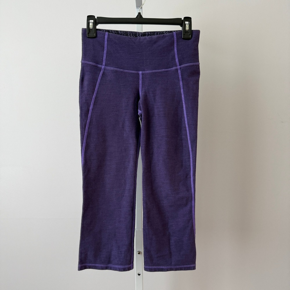 Lululemon 4 Purple Crop Leggings Gather & Crow Heathered Yoga Pants Athleisure